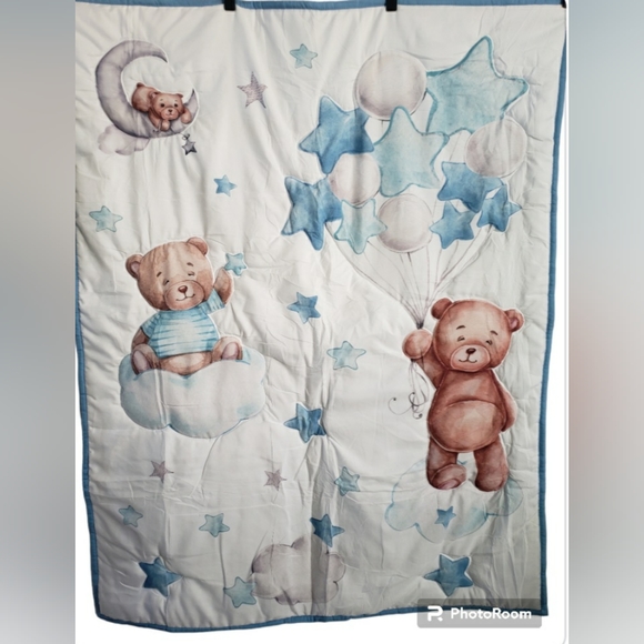 Mixweer 3 Pcs Cloud Balloon Bear Theme Crib Bedding Set - Picture 2 of 5